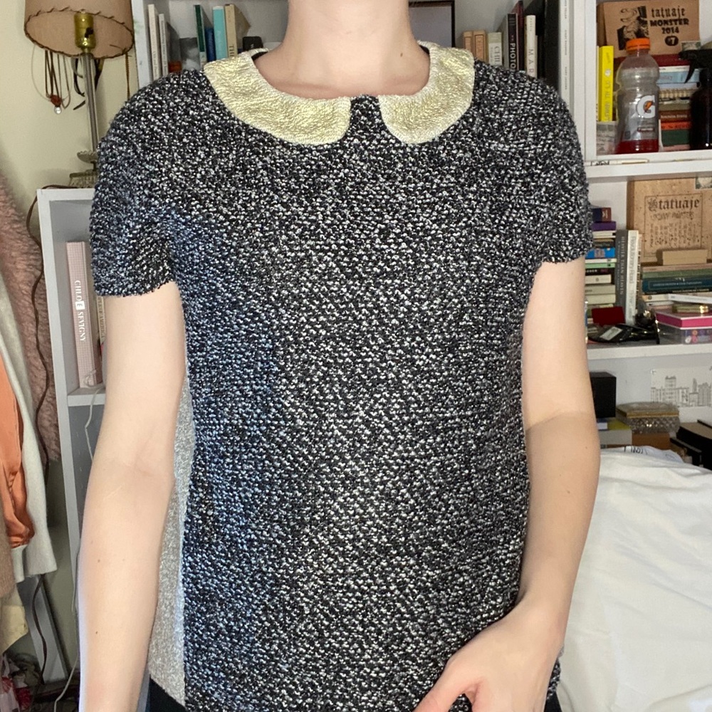 Faux gold collar sparkle structured shirt